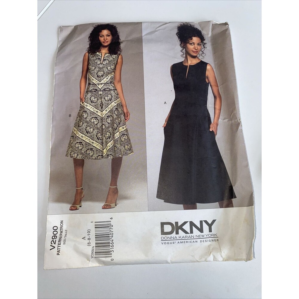 UNCUT Vogue 2900 Sewing Pattern Misses DKNY Donna Karan Sleeveless Dress Sz 6-10